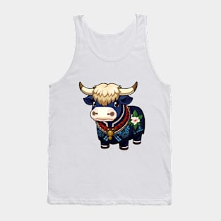 Blue cute cow Tank Top